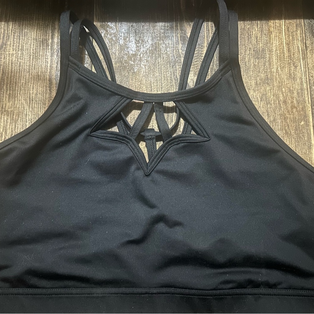 Victorias Secret Sport The Show-Off Strappy Wireless Sports Bra Black Size Large